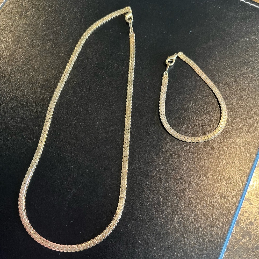 Electroplated Gold Necklace and Bracelet NEW